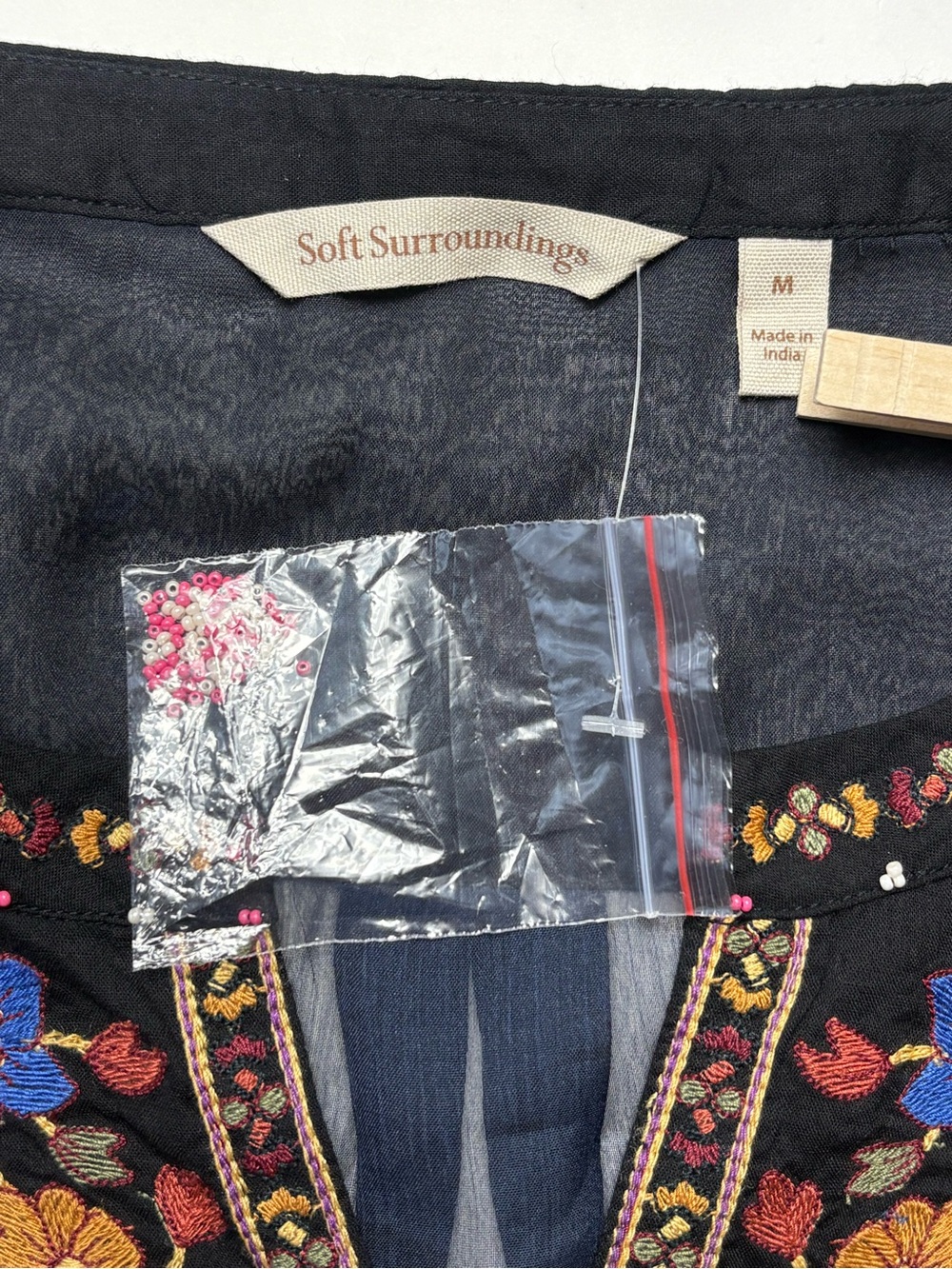 NEW Soft Surroundings Batik Horizon Tunic Blouse M 3/4 Sleeve Semi-Sheer - Picture 8 of 9